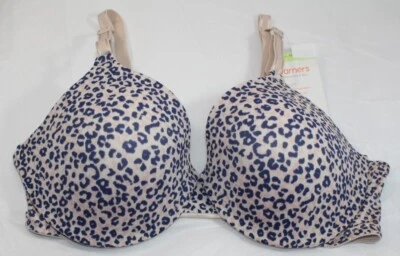 全新 Warner'S This is not a BRA 1593 蓝色 BEIGE LEOPARD 印花 轻线 40B — 第 1/4 张图片