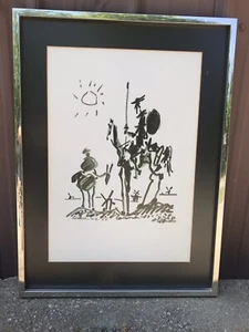 LARGE VINTAGE PABLO PICASSO Don Quixote Sancho Panza De Mancha Ink Print Litho - Picture 1 of 12
