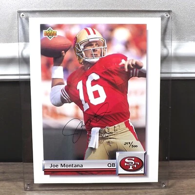Joe Montana 1992 Upper Deck Jumbo Football Card Certified Autograph Ltd Edition - Image 1 of 4