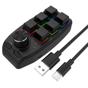 Gaming Mini Programming Macro Keyboard RGB Custom Knob Keyboard 6 Keys 1 Knob e - Picture 1 of 12