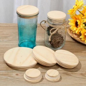 Sealing Caps Wooden Wood Lids Canning Storage Wide Mouth Cover Mason Jar Lid - Picture 1 of 16