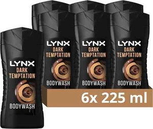 Lynx Dark Temptation 12-H Refreshing Fragrance Shower Gel Body Wash, 6x225ml - Picture 1 of 6
