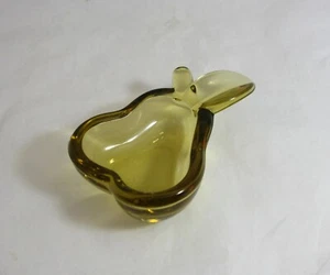 Vintage French Art Vannes Crystal Yellow Amber Small Pear Shaped Bowl - Picture 1 of 11