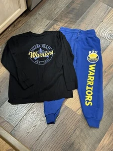 Golden State Warriors NBA Youth Boys Shirt & Sweatpants Size 8 - Pre-owned - Picture 1 of 11