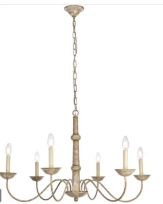 Elegant Lighting LD6007D35 Merritt 6 Light 35"W Taper Candle - Weathered Dove - Image 1 of 4