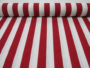 RED White Striped Fabric - Sofia Stripes Curtain Upholstery Material -55'' wide - Picture 1 of 3