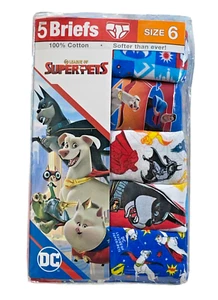 DC League of Super-Pets Briefs Boys 6 Multi 100% Cotton 5 Pair Back To School - Picture 1 of 5