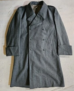 Vintage Swiss Army 100% Wool Military Double Breast Overcoat Trench Coat Sz 48 N - Picture 1 of 13