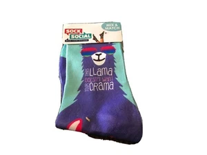 “This Llama Doesn’t Want Your Drama” Fun Pair Novelty Socks Ladies Women’s Girls - Picture 1 of 2