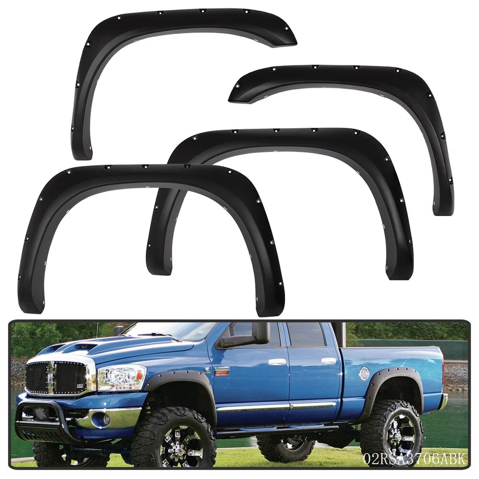 Apto para 03-09 Ram 2500 3500 02-08 Ram 1500 perno de bolsillo remache guardabarros llamaradas 4 piezas Foto 1 de 4