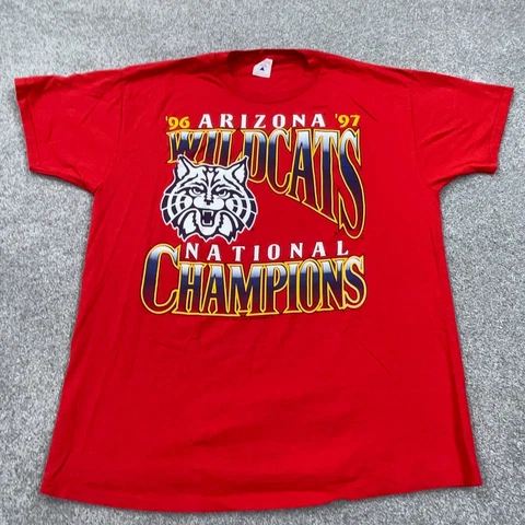 Vintage Arizona Wildcats Shirt Men XL Red Tee USA Single Stitch 1997 Champs 90s Cover