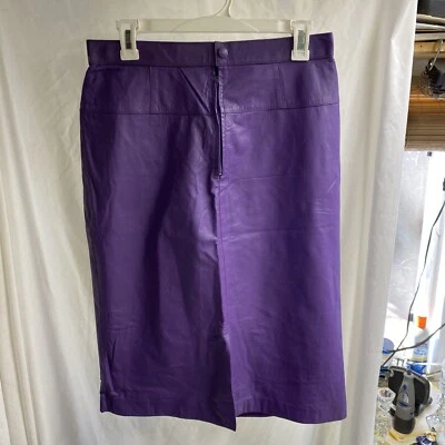 Hermosa falda de gamuza de cuero púrpura Wilson’s de colección de los años 80 para mujer talla 14 Foto 1 de 4