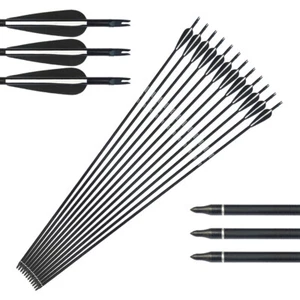 12x Archery Pure Carbon Arrows SP400 Recurve Compound Bow Hunting Adult Practice - Picture 1 of 6