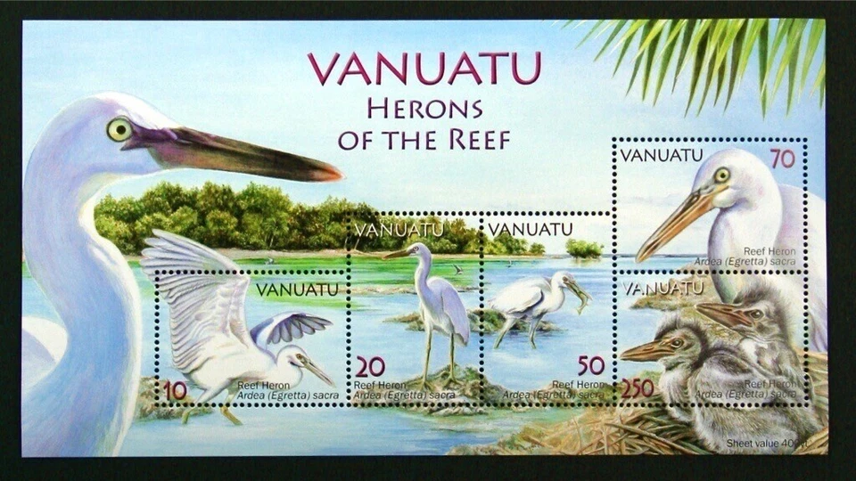 VANUATU 2007 Birds, Reef Herons, Stamps Miniature Sheet, MUH - image 1 of 1