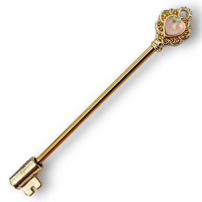 Промышленный слиток 14 г золото IP розовое сверкающее сердце искусственный опал ключ - Изображение 1 из 3