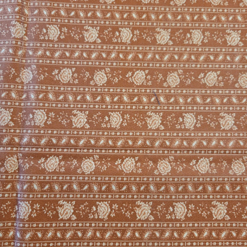 Tela a Rayas Rosa Marrón Óxido 24x44" Acolchado Algodón Sin Marca Floral Coser Artesanal Foto 1 de 4