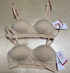 Maidenform Girls' Size 30A Wireless Convertible Strap Molded Bra in Beige 2 Pack - Picture 1 of 9