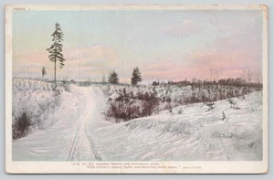 Postal Winter Wonderland con poema de Whittier Snow Covered Road Icey Phosnit - Imagen 1 de 2