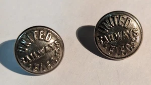 ***VINTAGE UNITED RAILWAYS & ELECTRIC CO. UNIFORM SILVER-TONE BUTTON LOT OF 2 - Picture 1 of 2