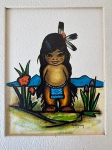 Vintage Gerda Christoffersen "Navajo Brave" 5x4 Matted Print – Signed Southwest - Picture 1 of 6