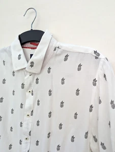 Michael Brandon Shirt Mens Large Pineapple Fruit Graphic Sheer Button Up LA Top - Picture 1 of 8