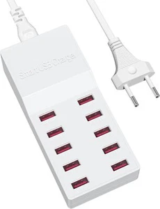 Cargador USB Multiple, 50W Cargador USB Carga Rapida 10 Puertos Cargador Movil, - Imagen 1 de 13