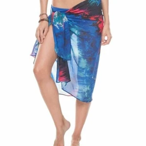 $110 A. Che Cover Up PAREO Blue Multi Terranea Print Designer One Size - Picture 1 of 5