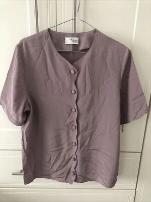 Debenhams Size 12 Blouse Brown / Mauve Colour. Scalloped Detail On The Buttons - Image 1 of 4