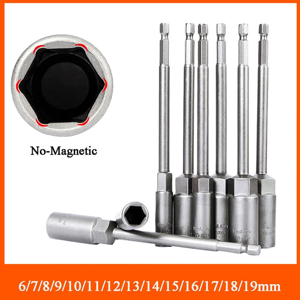 150mm Long Nuts Driver Hex Deep Socket Bits Impact Driver Drill 1/4" Hex Shank - Image 1 of 4