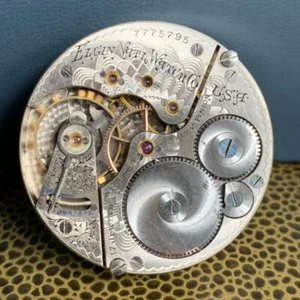 1899 Elgin Grade 153 16S 17J Pocket Watch Hunting Case Movement Runs REPAIR - Picture 1 of 2