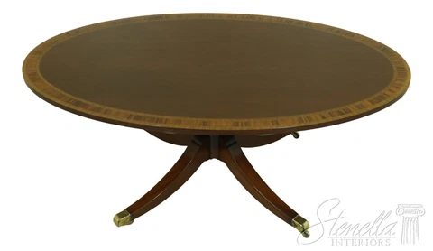 52640EC: WOOD & HOGAN Elliptical Inlaid English Mahogany Coffee Table Cover