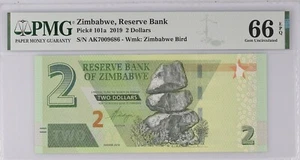 2 Dollars 2019 ZIMBABWE PMG 66 EPQ - Picture 1 of 2