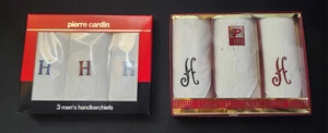 NEW Vintage Mens Handkerchiefs Monogram “H” 100% C Paris Classic Pierre Cardin 6 - Picture 1 of 3