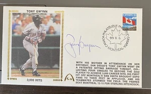 1999 Tony Gwynn Gateway Cachet FDC "3,000 Hits" Auto San Diego Padres HOF MINT - Picture 1 of 1