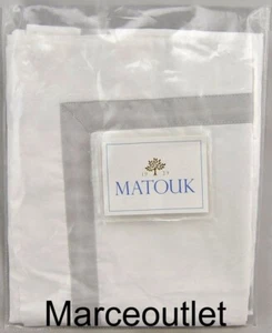 Matouk Lowell 600 Thread Count Cotton Percale ONE EURO Pillowsham White / Silver - Bild 1 von 4