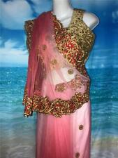 Pink Gold Net SARI w/ CHOLI BLOUSE 38" Bust Bollywood Saree Spectacular Gorgeous