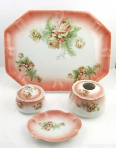 6 piezas de colección Juego de tocador bandeja cubierta plato receptor de cabello bandeja con rosas - Imagen 1 de 12