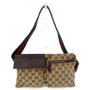 GUCCI GG Canvas Waist bag Sherry Line 28556 Authentic - Picture 1 of 24