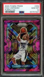 2020-21 Panini Prizm Purple Ice #292 Cole Anthony RC /175 PSA 10 Orlando Magic - Picture 1 of 2