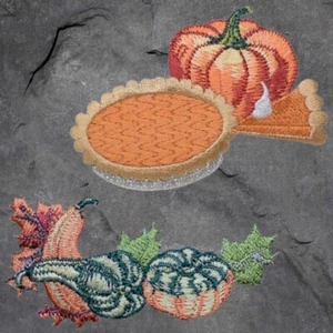 Pumpkin Gourds Patch Set - Thanksgiving, Fall, Pumpkin Pie Badge (Iron On) - Picture 1 of 3