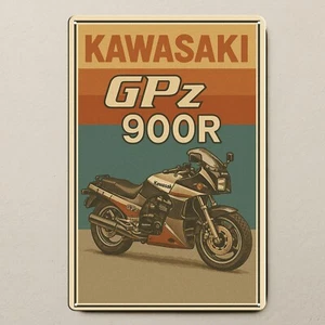 Poster in metallo per moto Kawasaki Gpz900r - Insegna da collezione - Dimensioni:20x30cm - Foto 1 di 7