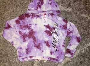 Girls justice cozy hooded pullover new size 10 tye dye logo - Picture 1 of 2