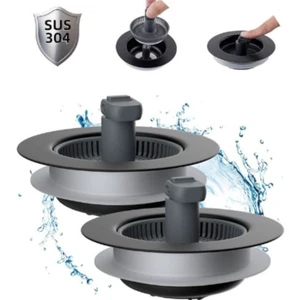 Combo de colador y tapón de drenaje de fregadero de cocina Hibbent mejorado 3 en 1, PAQUETE DE DOS - Imagen 1 de 3