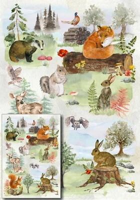Woodland Wild Animal Wrapping Paper - 1 Sheet of Semi gloss with matching card - Image 1 of 3