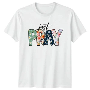 Camiseta Just Pray Floral Fe Cristiana Camiseta Gráfica Religiosa - Imagen 1 de 11