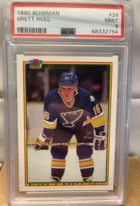 1990 BOWMAN #24 BRETT HULL BLUES HOF POP 5 PSA 9 - Picture 1 of 2