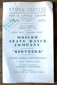 Stoll Theatre Moscow State Dance Company 1950s - Beryozka One Page Programme - Picture 1 of 2
