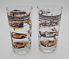 Highball Glasses Automotive Stock Cars Racing Man Cave Ford Black READ Lot Of 2