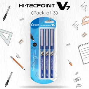 Stylo à bille à encre liquide Pilot V7 - Corps bleu, encre bleue (paquet de 3) - Livraison gratuite - Photo 1/12