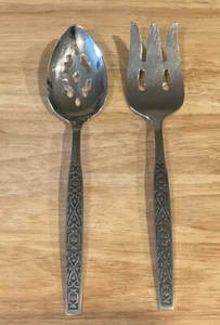 Oneida Deluxe SPANISH MOOD Stainless Steel 8” Large Fork & Slotted Spoon - Picture 1 of 1